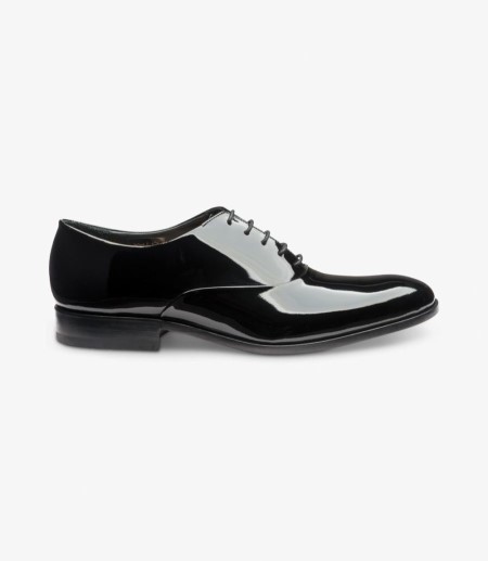 Loake Lack Plain Tie Derby Schuhe Herren Schwarz | DE3646903